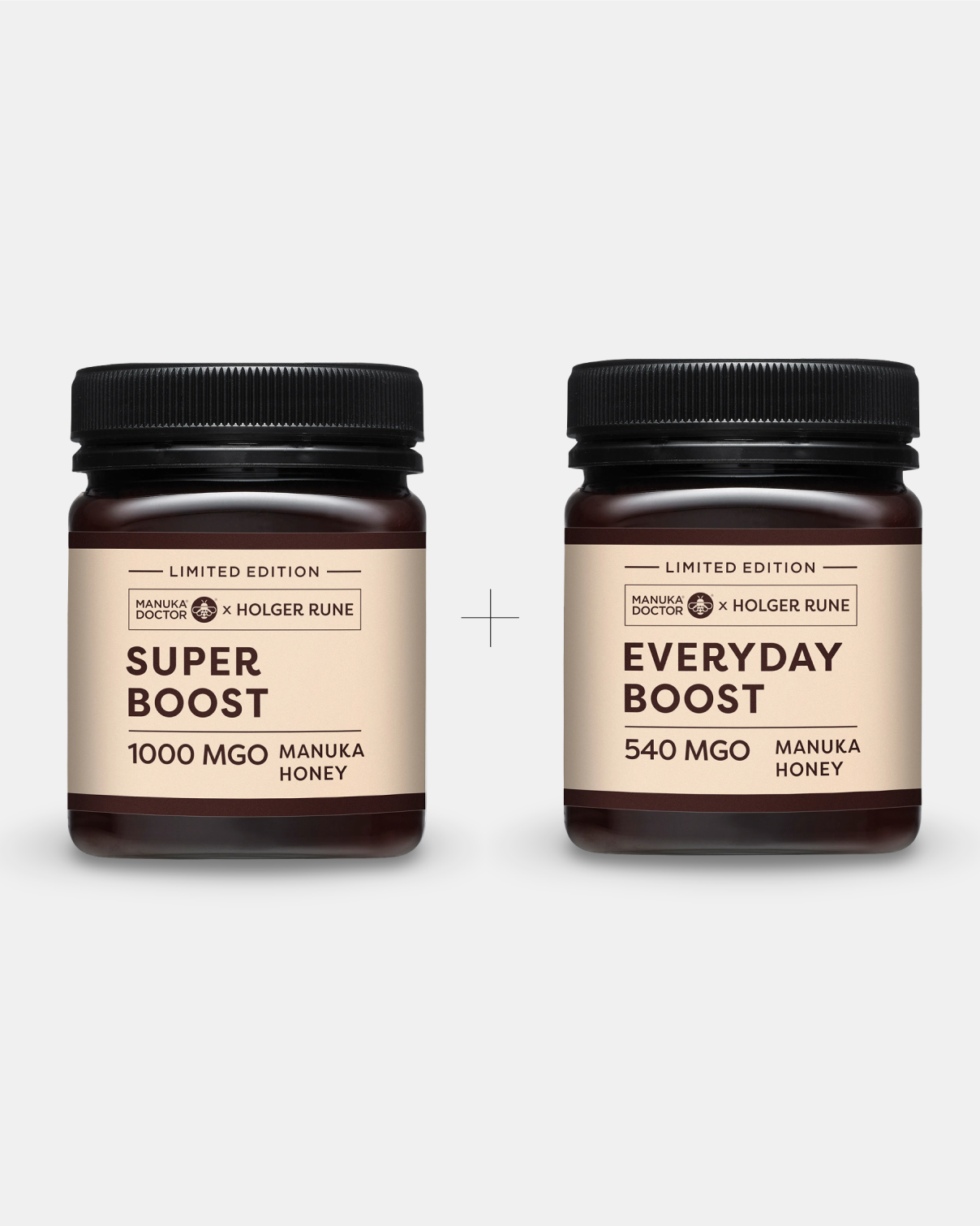 Performance mix. 1 Everyday Boost 540 MGO & 1 Super Boost 1000 MGO certified performance Manuka honey